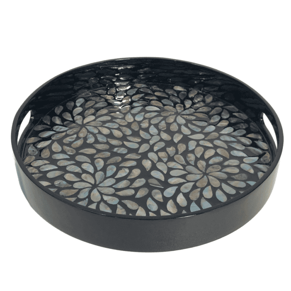 Mother of Pear Black Lacquer Tray