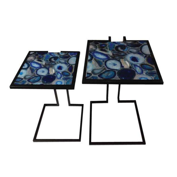 Black Table With Faux Agate On Top