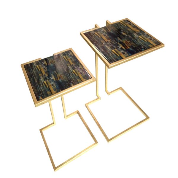 Aurora Agate-Inspired Gold Leaf Accent Table