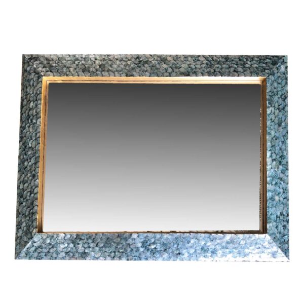 Mother of Pearl Mirror In Blue Color With Gold Touch